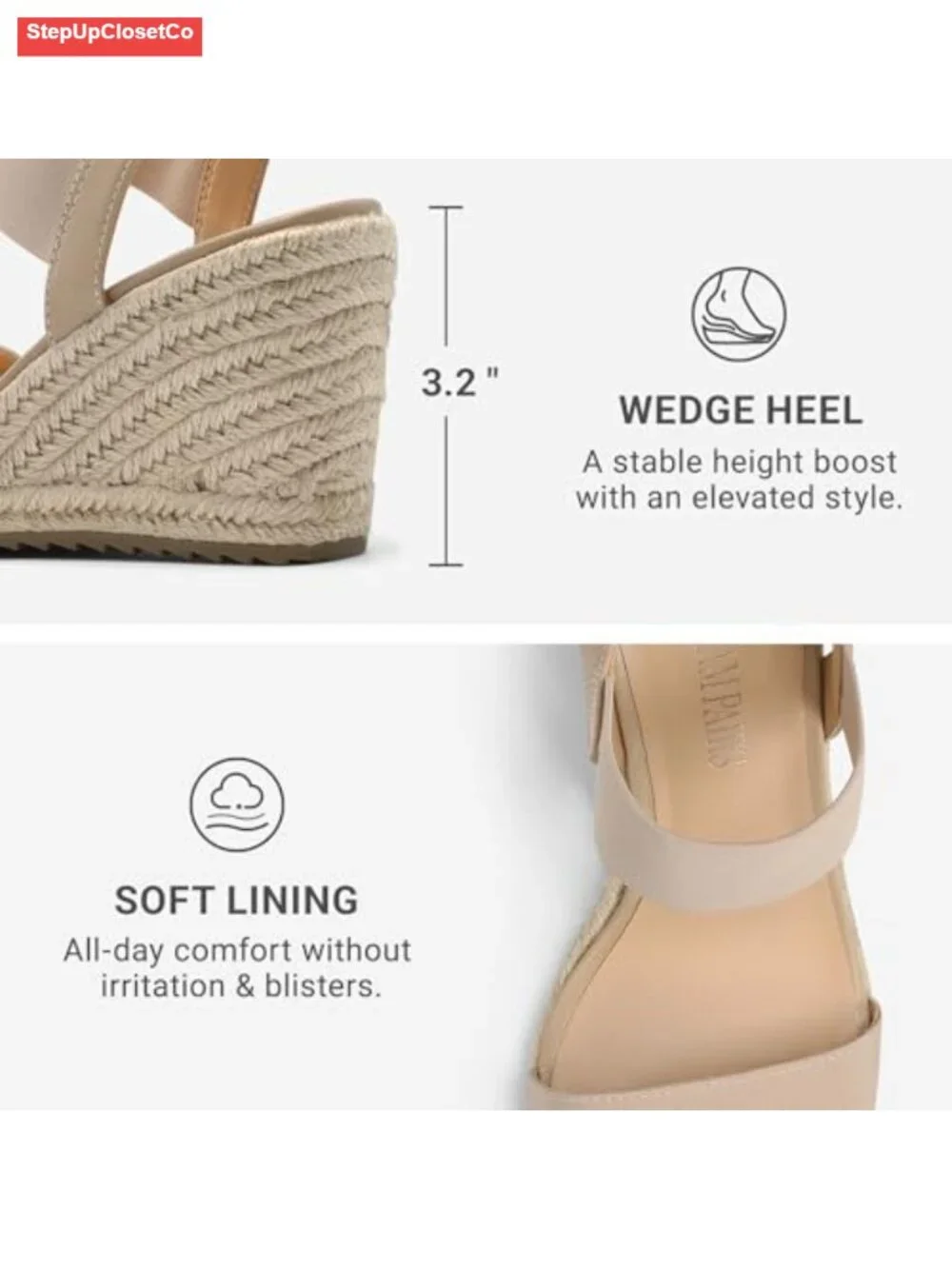 Espadrille Platform Wedge Sandals with Elastic Ankle Straps